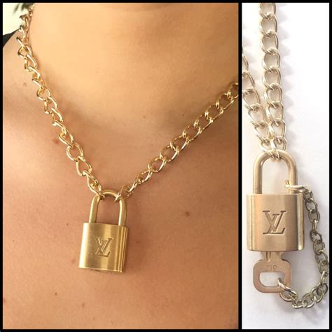 gold lv lock necklace|louis vuitton locket necklace.